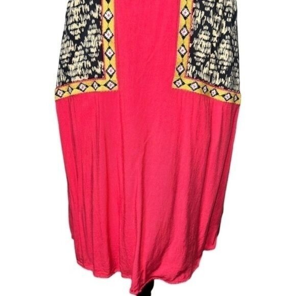 THML Anthropologie Tribal Print Sleeveless Midi Dress w/ Drawstring Accent Sz L - Picture 5 of 16